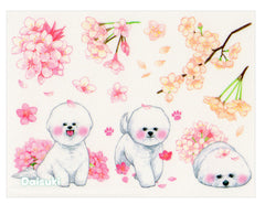 Bichon Frise and Cherry Blossoms Sticker Sheet #1