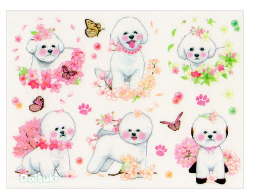 Bichon Frise and Cherry Blossoms Sticker Sheet #2