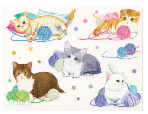 Sticker flakes - #049 - Flower Cats Transparent Stickers #2 - Set of 10