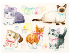 Pretty Kitties with Ribbons Sticker Sheet
