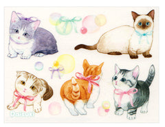 Pretty Kitties with Ribbons Sticker Sheet