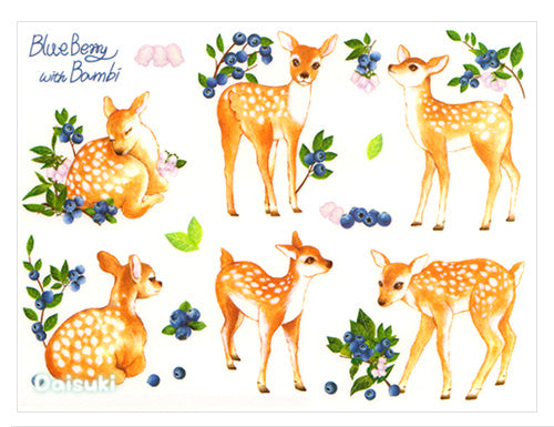 Pretty Blueberry Deer Sticker Sheet
