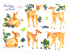 Pretty Blueberry Deer Sticker Sheet