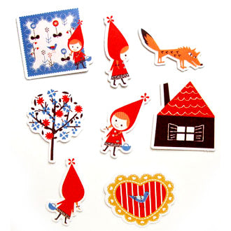 Sticker flakes - #010 - set of 8 Little Red Riding Hood (Shinzi Katoh!)