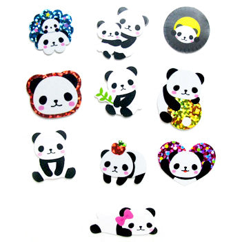 Sticker flakes - #013 - set of 10 Panda Parade