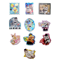  Sticker flakes - #017 - set of 10 Joker Kitty