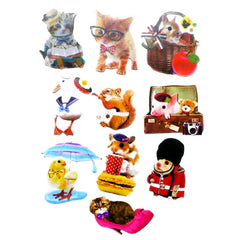  Sticker flakes - #031 - set of 10 - Dress Kitties 