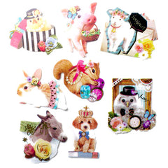 Sticker flakes - #033 - set of 8 Pretty Animals