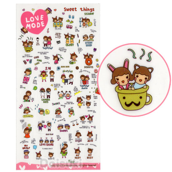 Sticker flakes - #049 - Flower Cats Transparent Stickers #2 - Set of 10