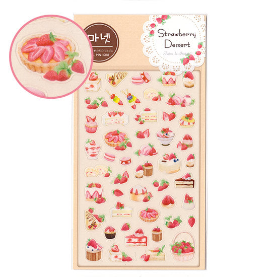 Strawberry Dessert Korean Sticker Sheet