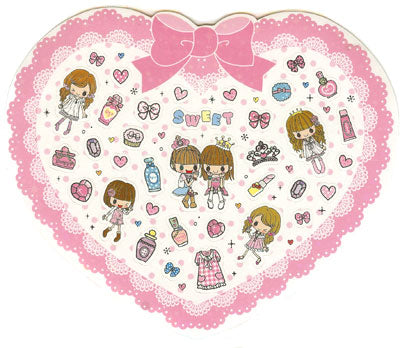 Miki - Cute Heart Sheet of Stickers! (pink)