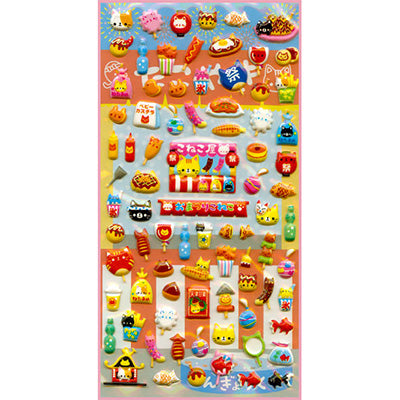 Kamio : O-Matsuri Neko puffy Stickers!