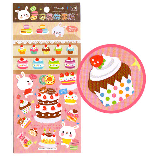 Sweets Shop stickers sheet! Bunnies & Birthday Cakes