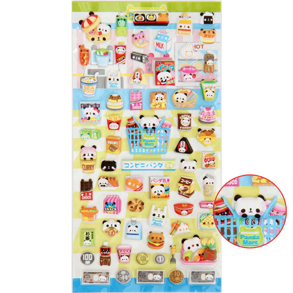 Kamio : Panda Mart Kawaii Puffy Stickers!