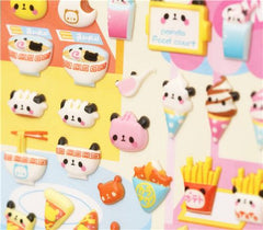 Kamio : Panda Food Court Puffy Stickers!