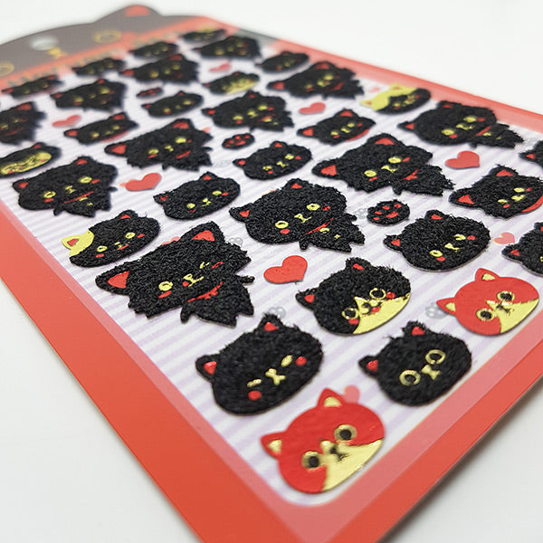 Lemon Co. : Cute Black Cat Fluffy Stickers!