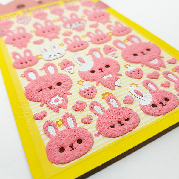 Lemon Co. : Cute Pink Rabbits Fluffy Stickers!