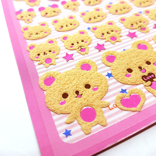 Lemon Co. : Cute Peach Bears Fluffy Stickers!