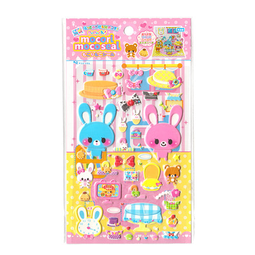 Cute Rabbits Dinner Time Puffy Sticker Sheet! Create-a-scene!