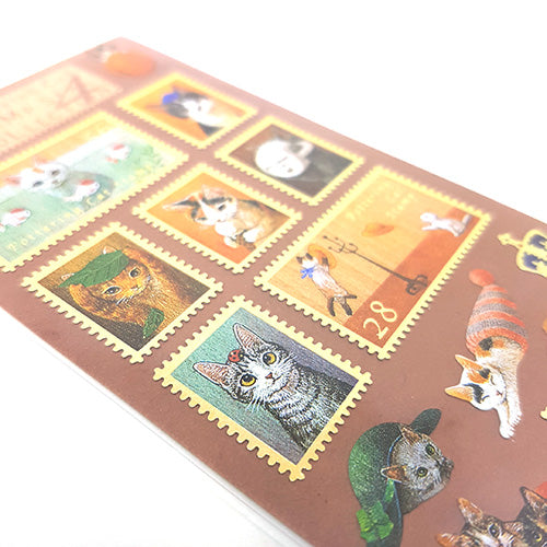 Cute Pottering Cat #4 Stamps Sticker Sheet!