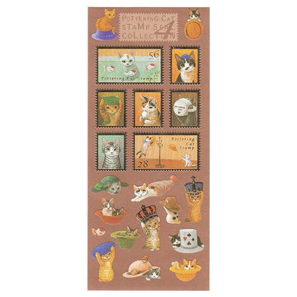 Cute Pottering Cat #4 Stamps Sticker Sheet!