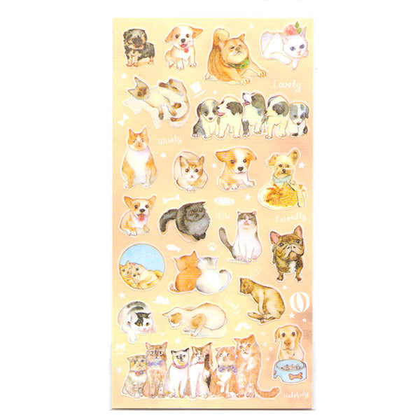 Cats and Dogs Masking Sticker Sheet! (Like Washi tape paper!)