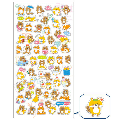 Mind Wave : Puchi Puchi Fox & Tanuki Sticker Sheet!