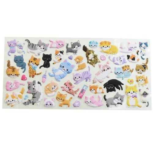 Q-Lia : Cute Cats Puffy Stickers with Mini Storage Booklet!