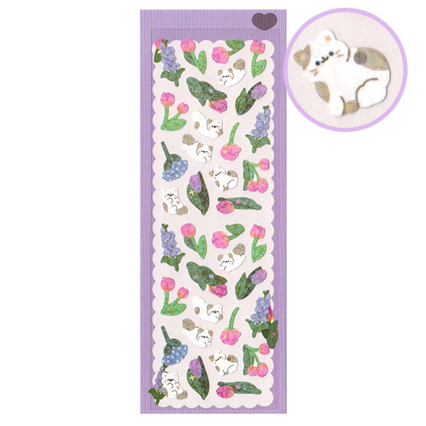 Cute Cats and Flowers Micro Stickers Sheet