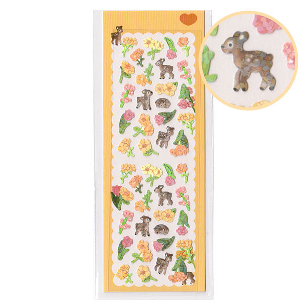 Cute Deer and Flowers Micro Stickers Sheet