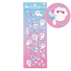 Cute Bubble Cats Shimmering Stickers Sheet