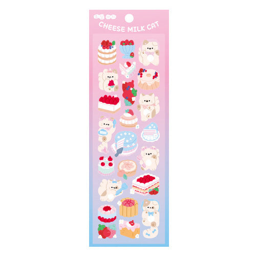 Cute Cheesecake Cats Sparkly Sticker Sheet