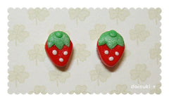 Teeny Tiny Strawberry Hand-sculpted Stud Earrings