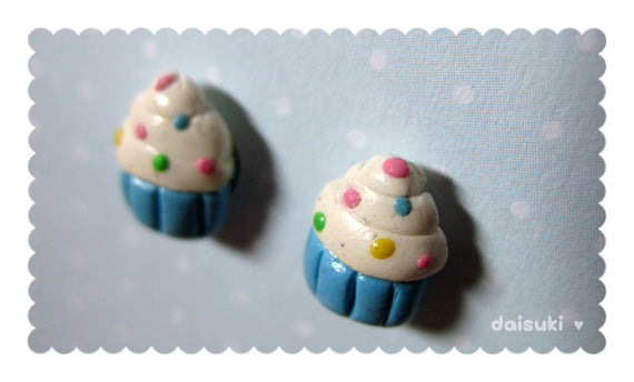 Frosted Cupcakes - Hand-sculpted Stud Earrings