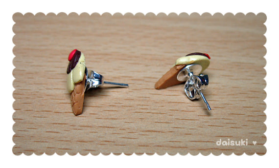 Banana Ice Cream Cones - Hand-sculpted Stud Earrings