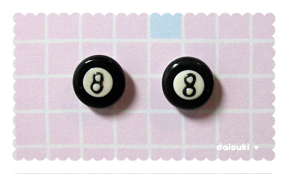 8-ball - Handmade Kawaii Stud Earrings