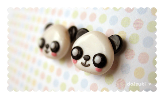 Kawaii Panda stud earrings - Handmade