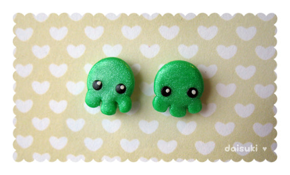 Kawaii Handmade Cthulhu / Octopus Stud Earrings
