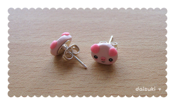 Kawaii Pigs Stud Earrings - Hand-sculpted