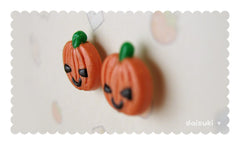 Cute Halloween Pumpkins Stud Earrings - Hand-sculpted