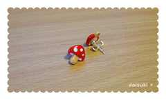 Cute Hand-Sculpted Mushroom Stud Earrings