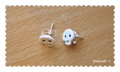 White Skull Stud Earrings - Hand-Sculpted! Halloween