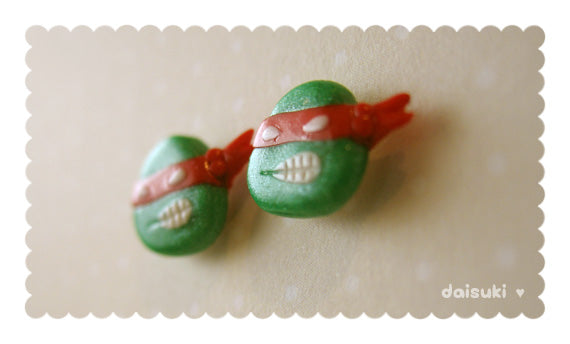 Raphael handmade stud earrings - Teenage Mutant Ninja Turtles Tribute