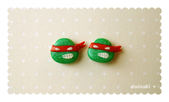 Raphael handmade stud earrings - Teenage Mutant Ninja Turtles Tribute