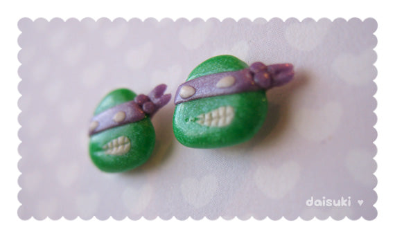 Donatello handmade stud earrings - Teenage Mutant Ninja Turtles Tribute