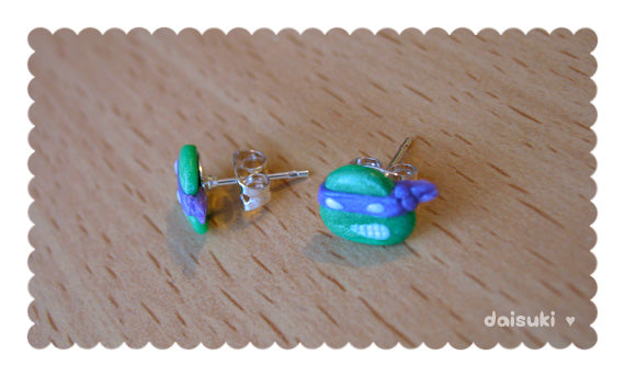 Donatello handmade stud earrings - Teenage Mutant Ninja Turtles Tribute