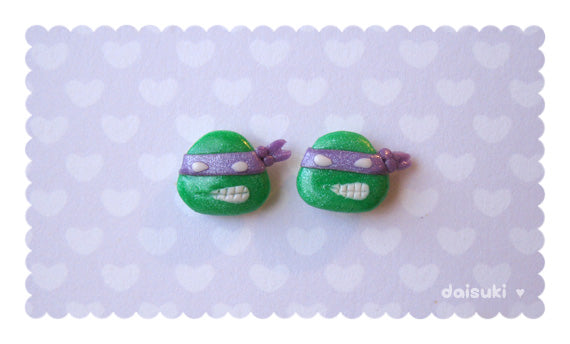 Donatello handmade stud earrings - Teenage Mutant Ninja Turtles Tribute