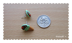 Mint choc-chip Ice Cream Handmade Stud Earrings