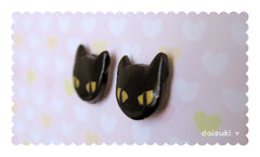 Kawaii Halloween Kitty Earrings - Cute Black Cat Studs