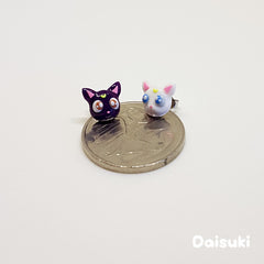 Artemis & Luna earrings - Hand-sculpted kawaii Sailor Moon tribute